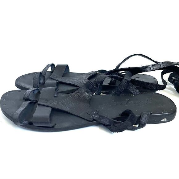 Free People Lace Up Gladiator Leather Sandals Black Size 38 - Picture 8 of 13